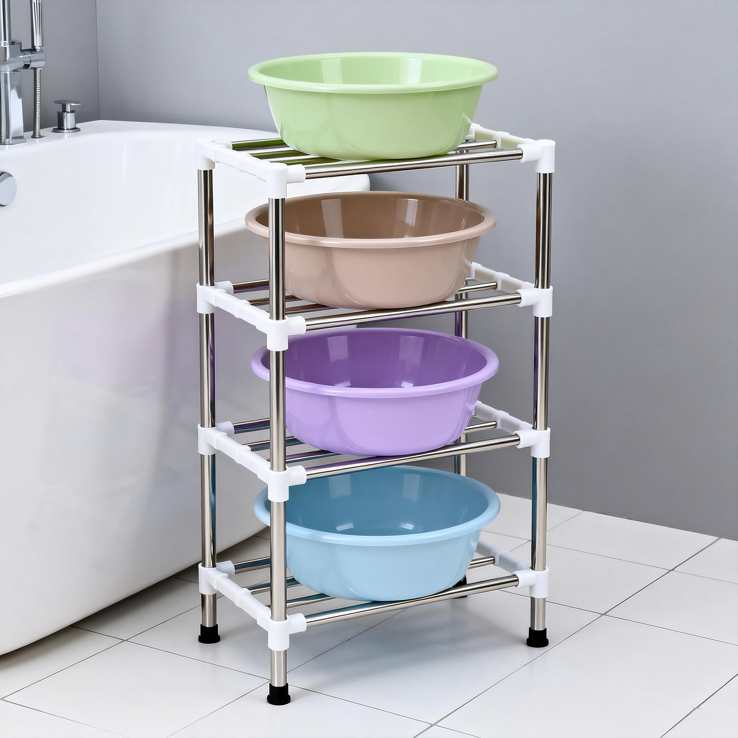 浴室不锈钢脸盆置物架卫生间落地洗脚盆收纳沥水架多层盆子放置架,家庭/个人清洁工具,脸盆架,淘宝优惠券,粉丝福利购,淘宝优惠卷