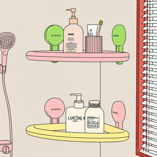 墙上置物架卫生间吸盘式收纳架免打孔壁挂分层架洗漱用品摆放架子