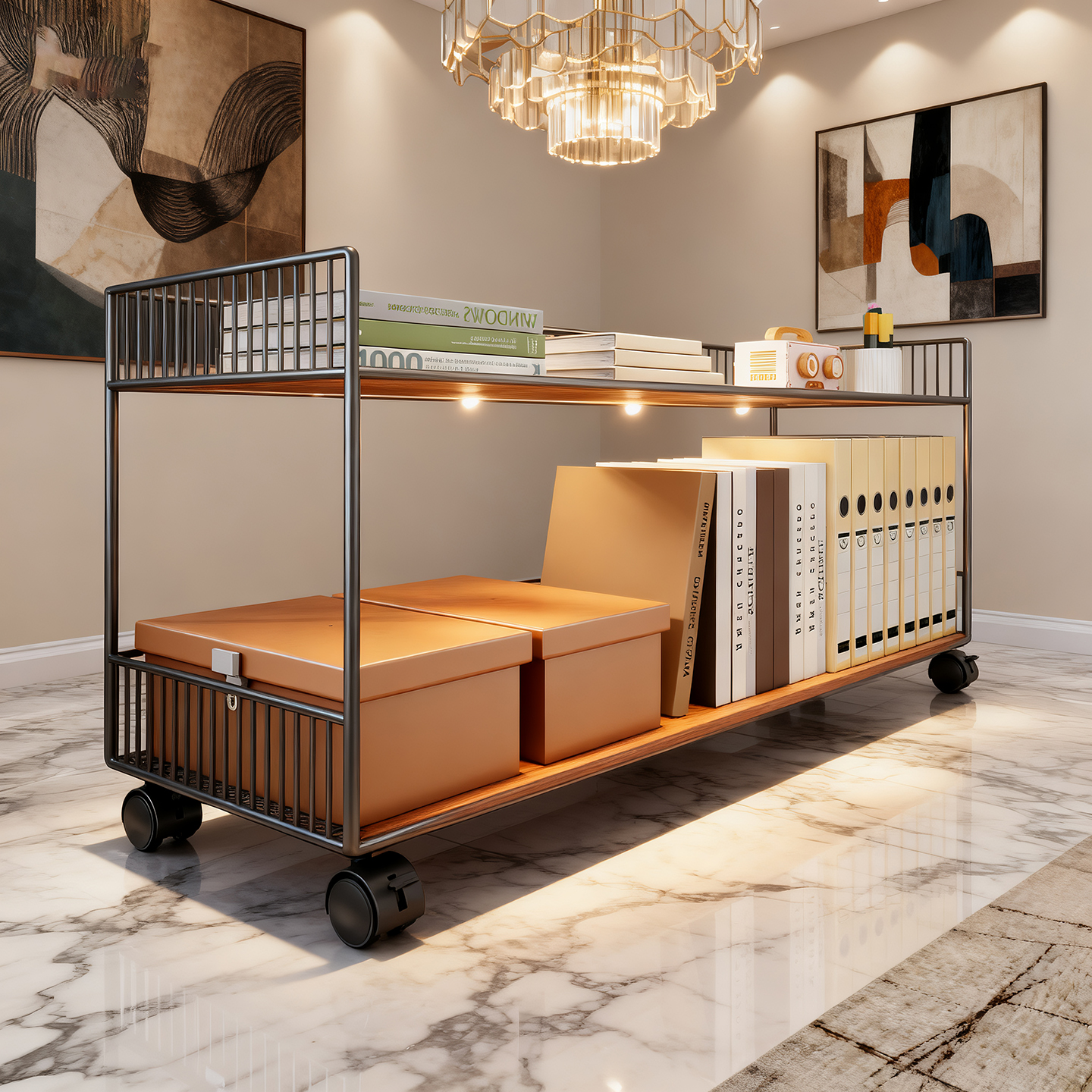 书架桌下可移动书籍整理架