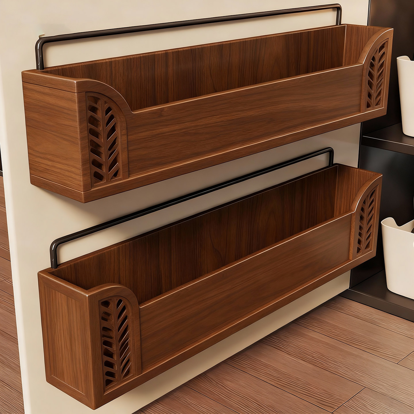 实木保鲜膜置物架厨房柜门内外侧壁挂收纳架调味瓶佐料罐整理神器,收纳整理,整理架/置物架/收纳架,淘宝优惠券,粉丝福利购,淘宝优惠卷