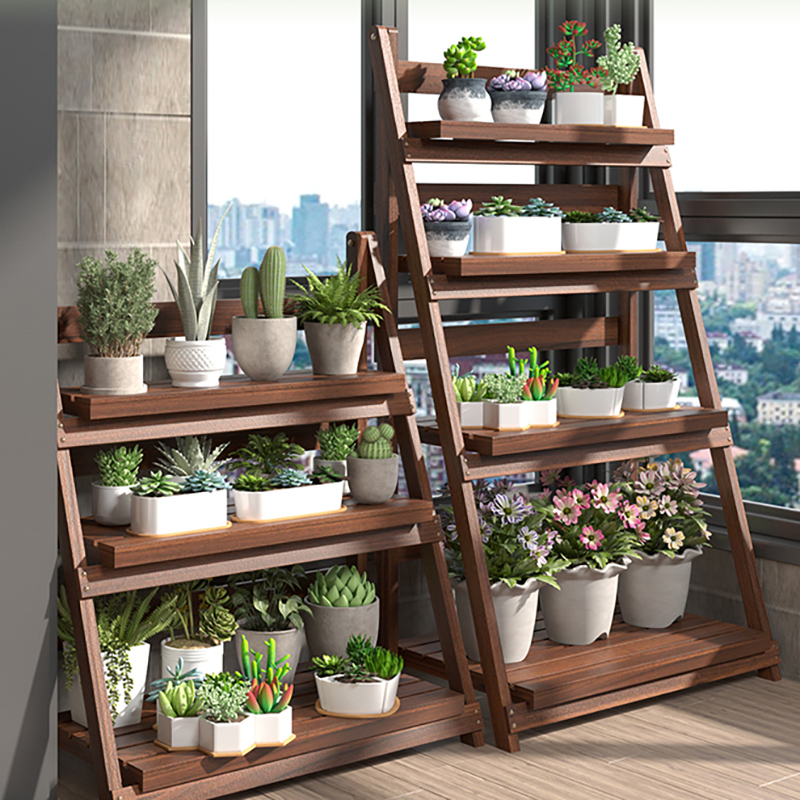 阳台落地复古花架多功能置物架鲜花多肉分层收纳架花盆植物展示架