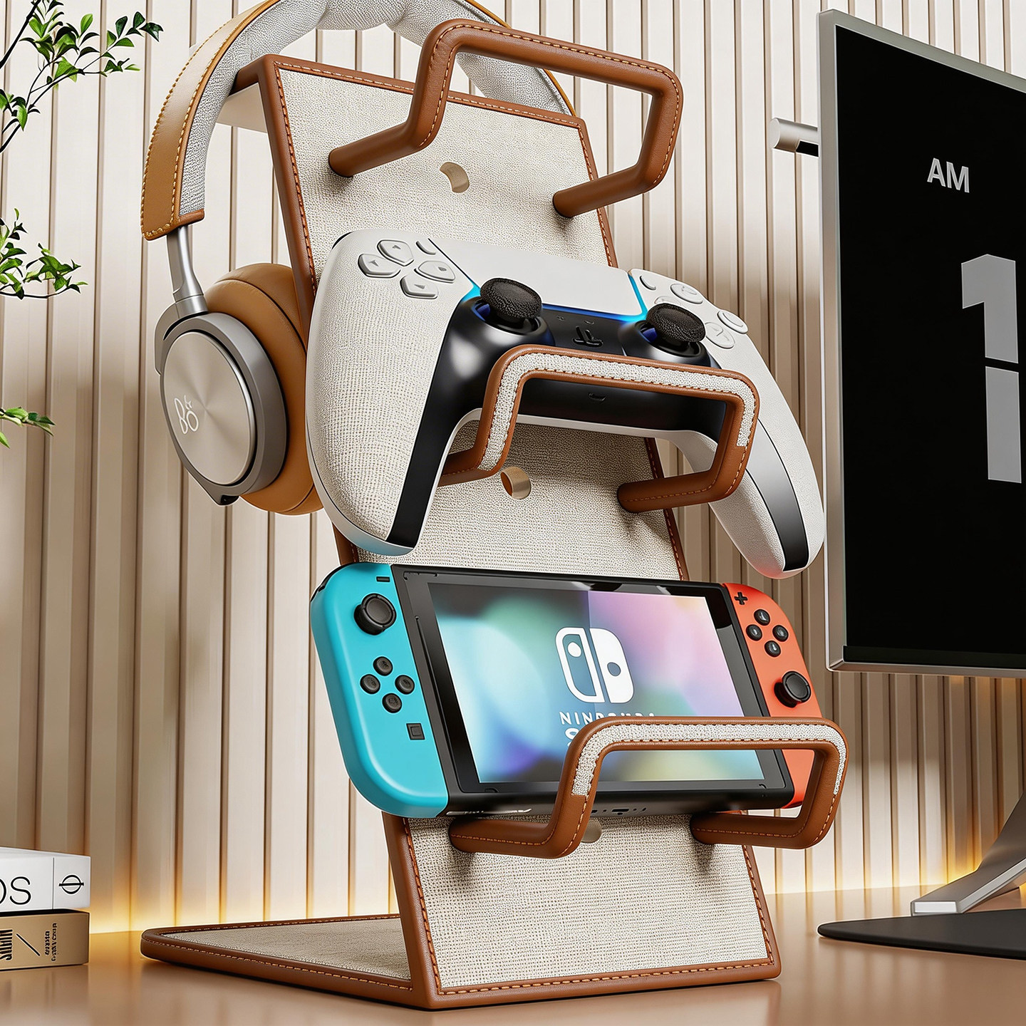 桌面置物架头戴式耳机整理放置架立式游戏手柄耳麦挂架ps机放置架