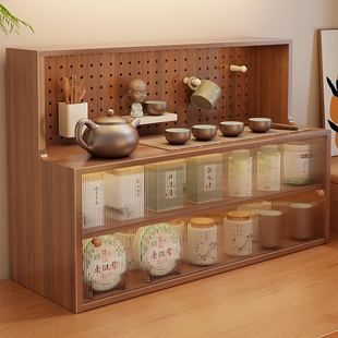 桌面博古架中古风杯架置物架家用台面茶叶茶壶摆放架防尘茶杯收纳