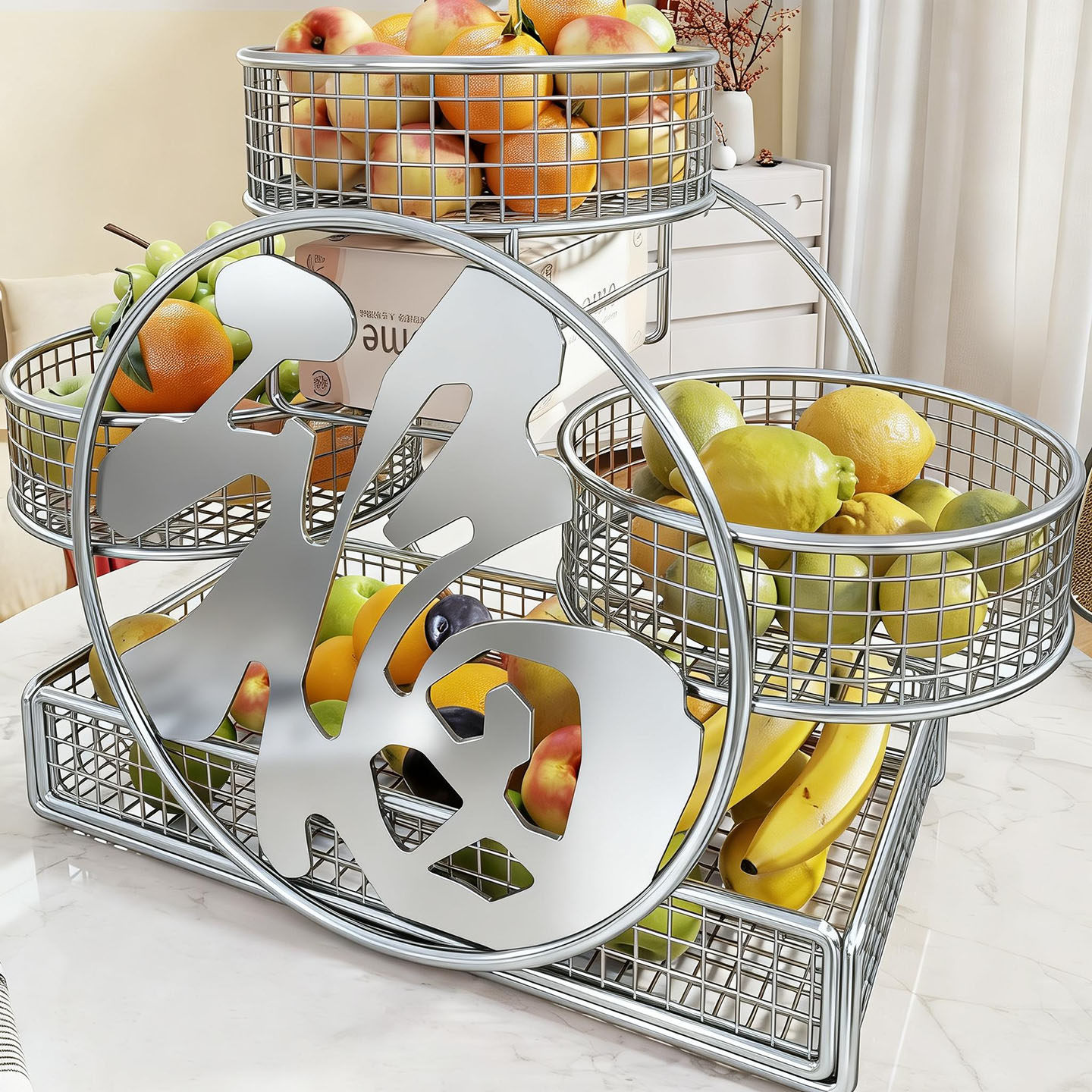 水果收纳盘客厅桌面水果沥水篮家用多层糖果盘茶几干果零食摆放盘