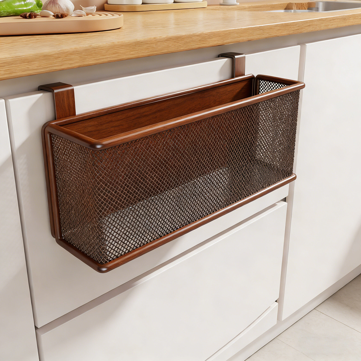 橱柜免打孔置物架柜门壁挂式保鲜膜收纳筐家用厨房调料瓶储物筐,收纳整理,整理架/置物架/收纳架,淘宝优惠券,粉丝福利购,淘宝优惠卷