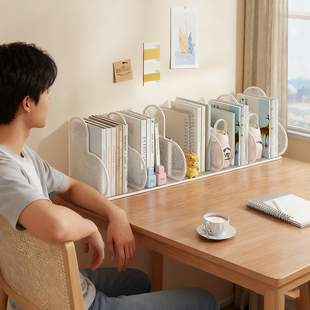 桌面书架学生家用桌上课本分科置物架大容量收纳架心形文件收纳架