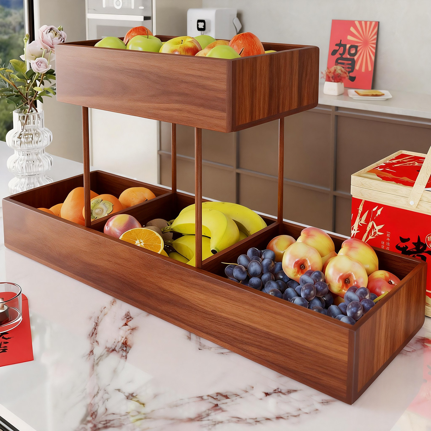 客厅水果置物架家用瓜果水果收纳沥水架零食干果糖果储物整理架子