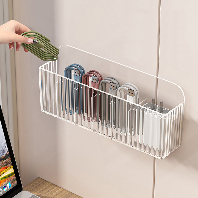 墙面数据线收纳盒多功能免打孔