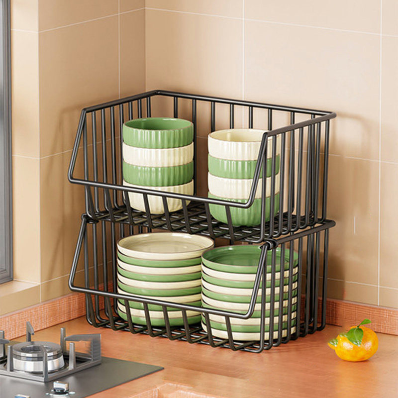 厨房收纳架台面多层蔬果置物架家用浴室卫生间纸巾洗漱用品储物篮