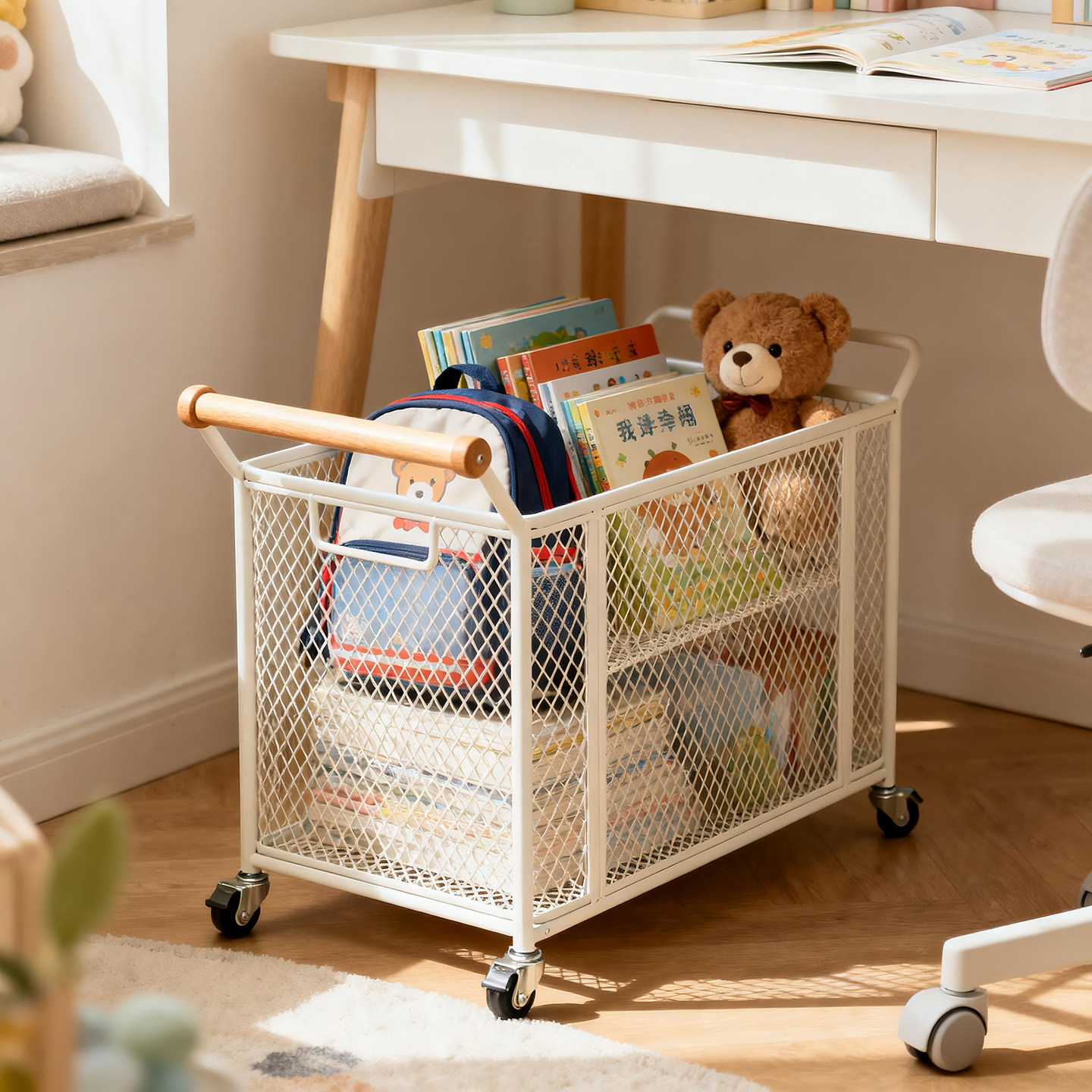 可移动书本收纳箱教室带轮装书箱桌下书包课本置物架小推车储物箱,住宅家具,书架,淘宝优惠券,粉丝福利购,淘宝优惠卷