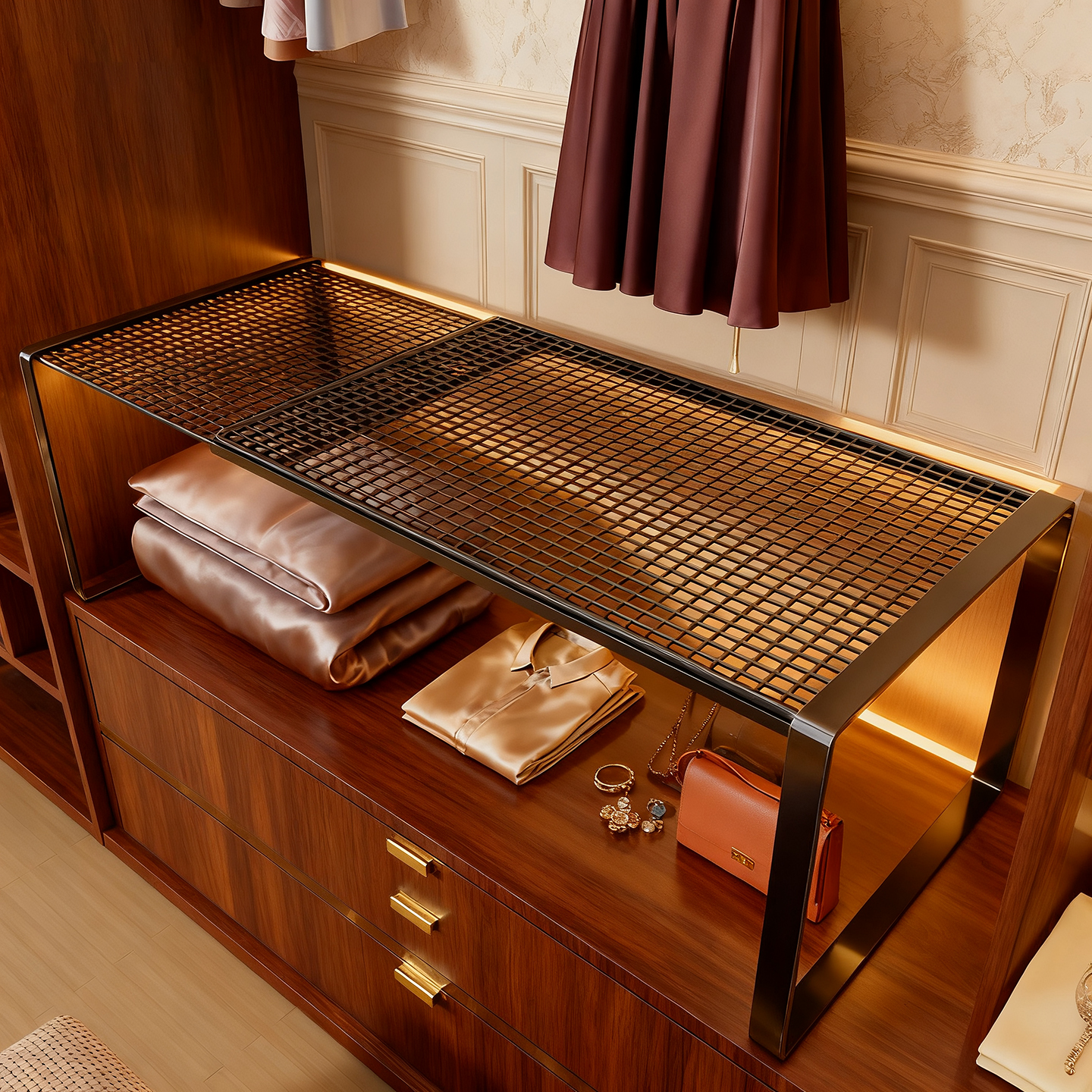 可伸缩分层隔板多功能衣柜置物架