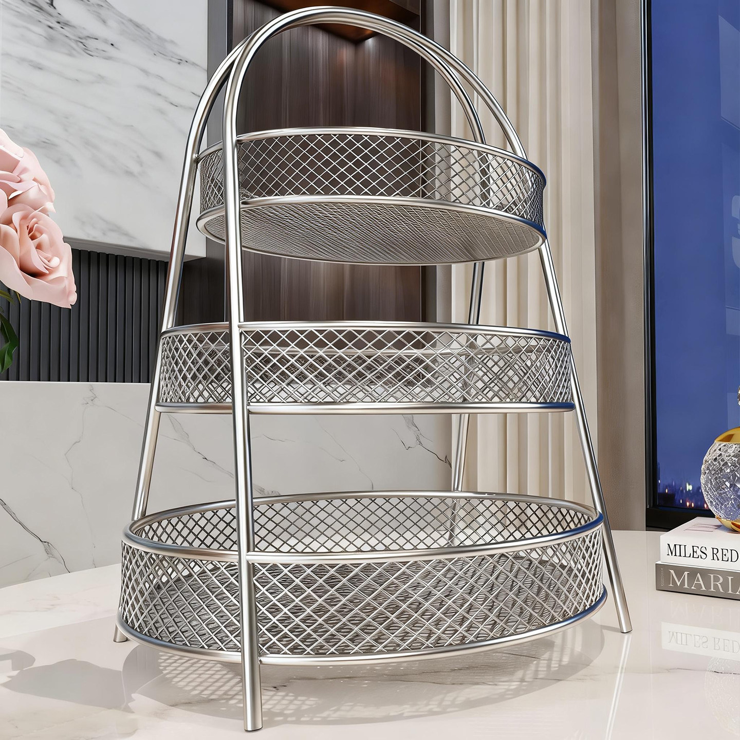 水果收纳盘家用高颜值果篮客厅桌面多层糖果盘茶几干果零食摆放盘