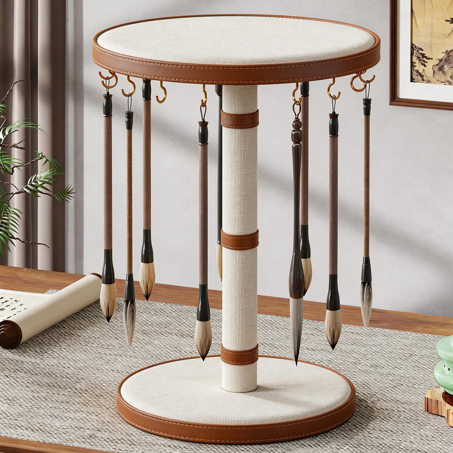 毛笔收纳架桌面书法用品置物架家用毛笔挂架书房文房四宝储物架子