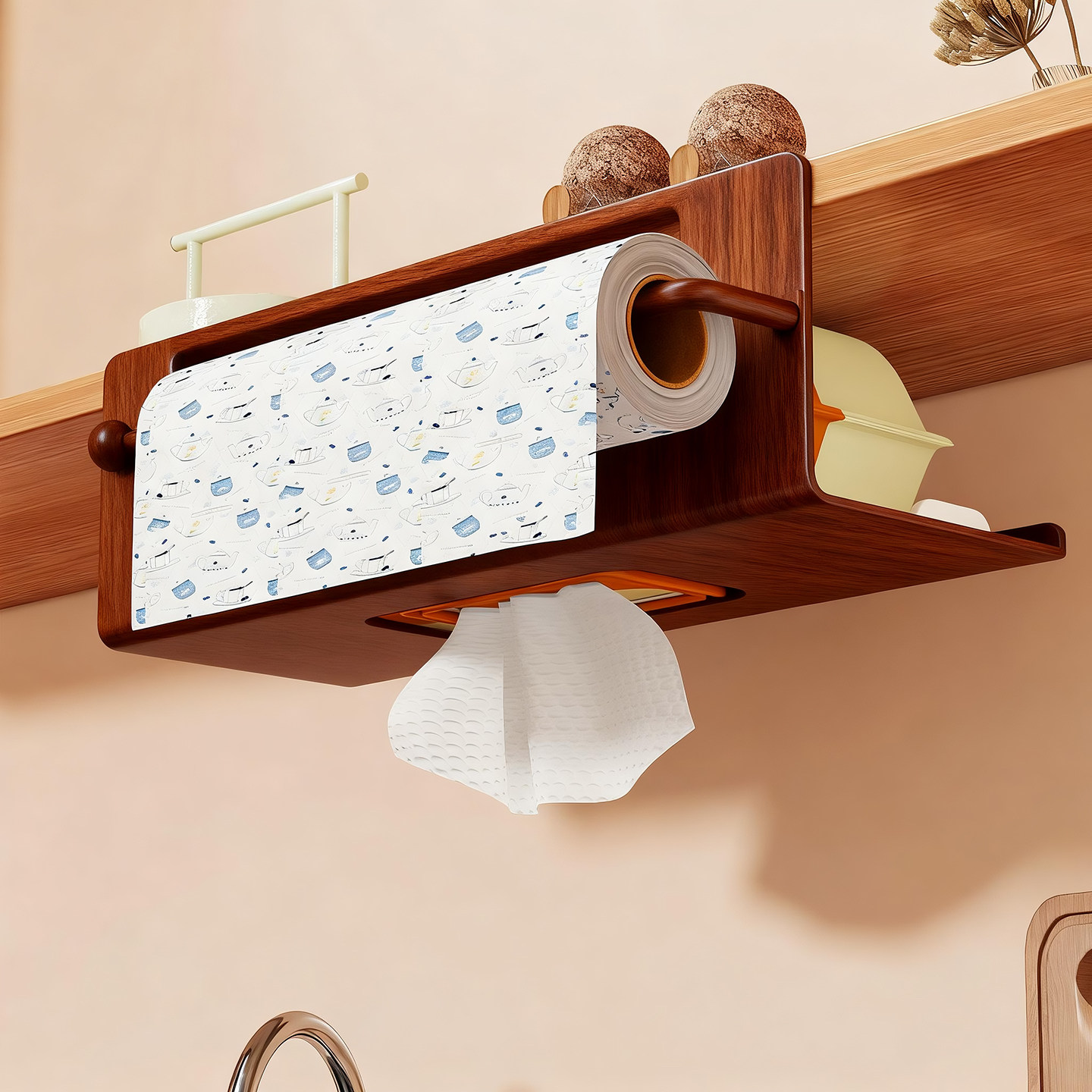 悬挂式纸巾盒家用吊柜下收纳架