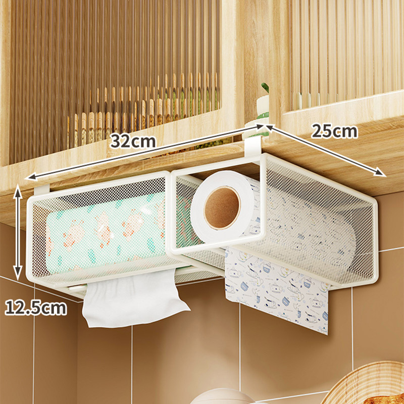 免打孔橱柜悬挂置物湿巾卷纸收纳挂架子厨房纸巾架桌下抽纸盒神器,厨房/烹饪用具,厨房置物架/置物柜/角架,淘宝优惠券,粉丝福利购,淘宝优惠卷