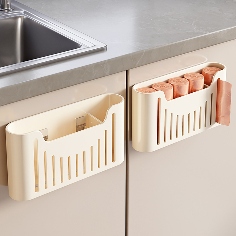 垃圾袋收纳盒橱柜桌旁免打孔壁挂