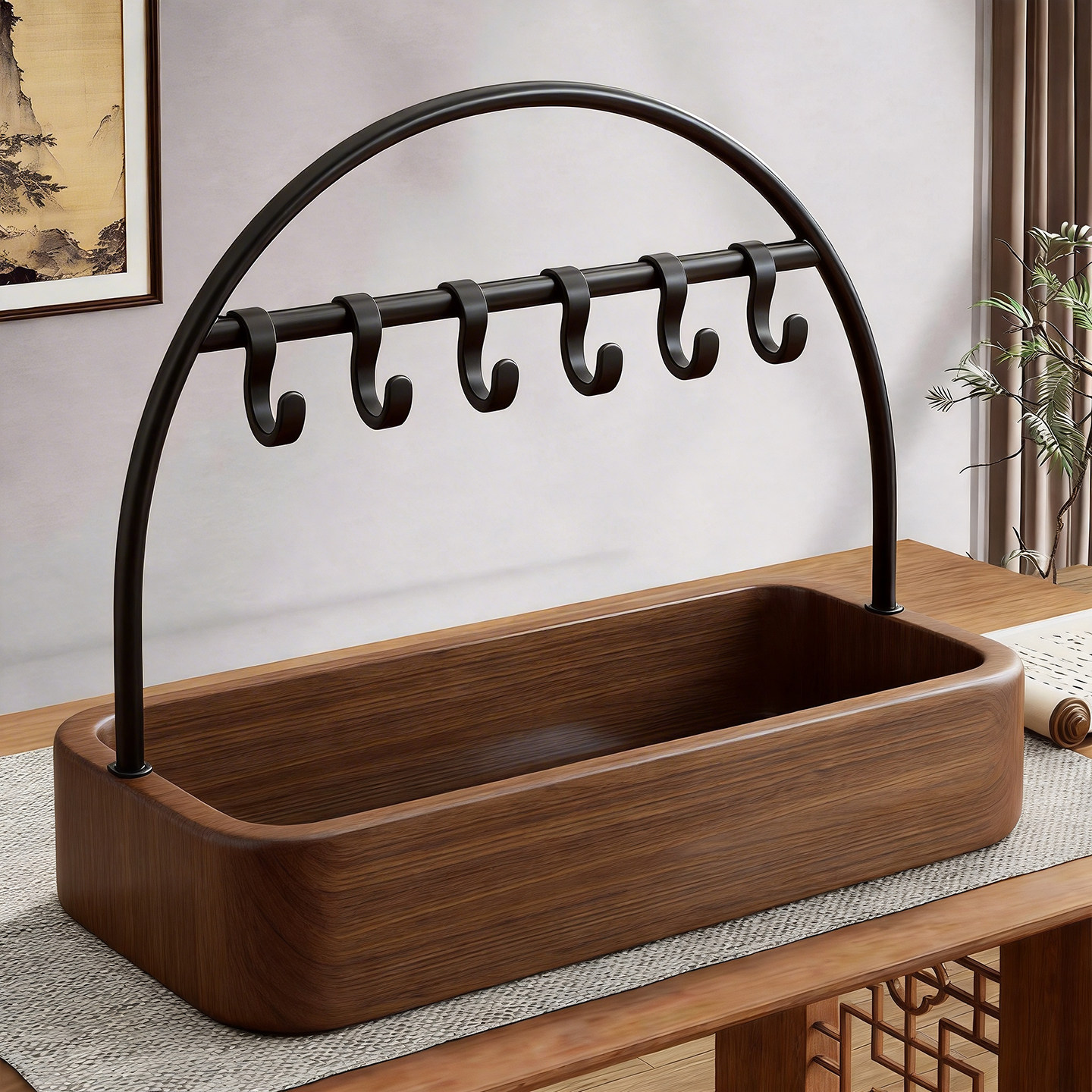 毛笔挂架桌面书法用品置物架书桌多钩毛笔架家用文房四宝收纳架子