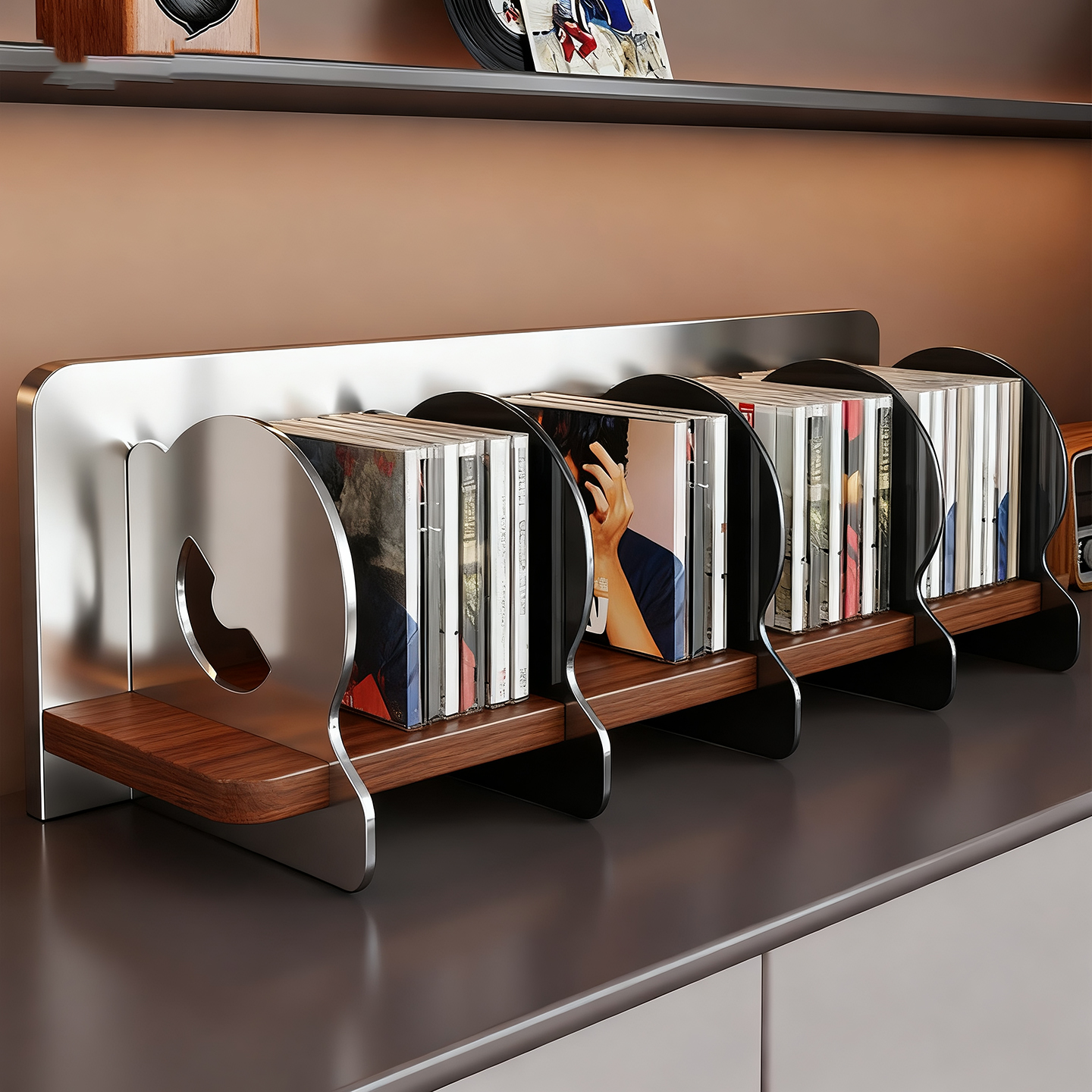 CD架桌面黑胶唱片收纳架光盘碟片分格放置架亚克力专辑收藏存放架