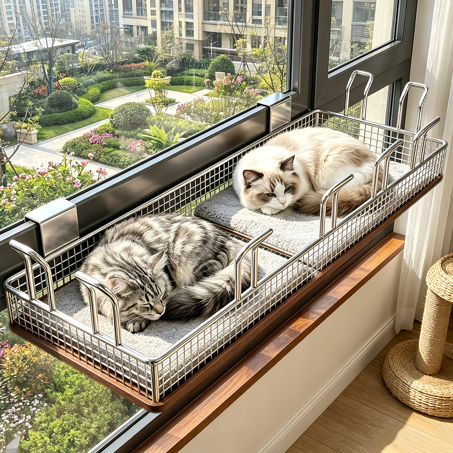 猫咪吊床阳台猫咪晒太阳神器家用悬挂式猫窝窗户护栏猫窝置物架子