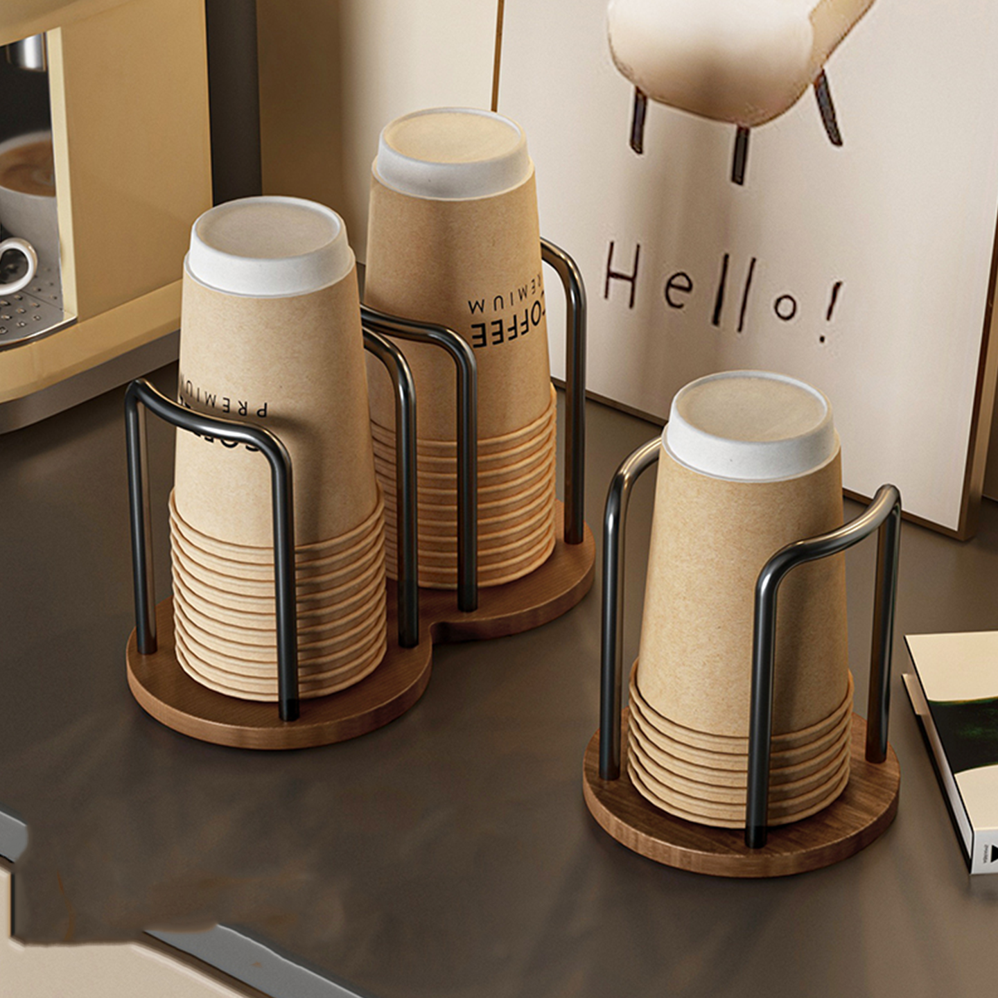 一次性杯子收纳奶茶店吧台纸杯架