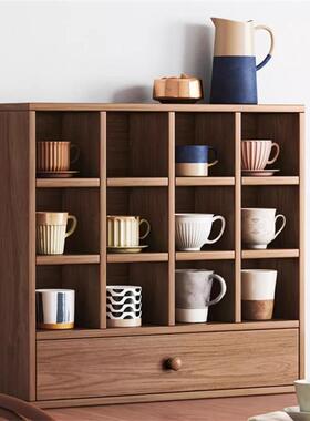 家用咖啡杯水杯木质收纳柜杯架桌面格架置物架台面茶具杯子展示架