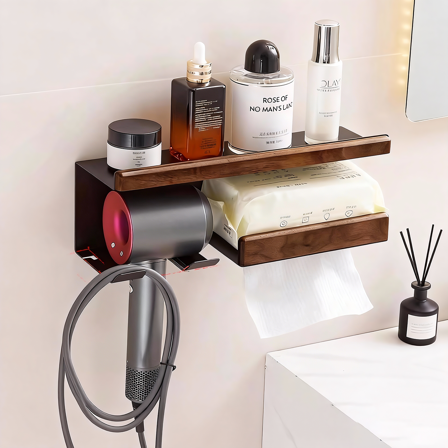 洗漱台吹风机置物架壁挂式
