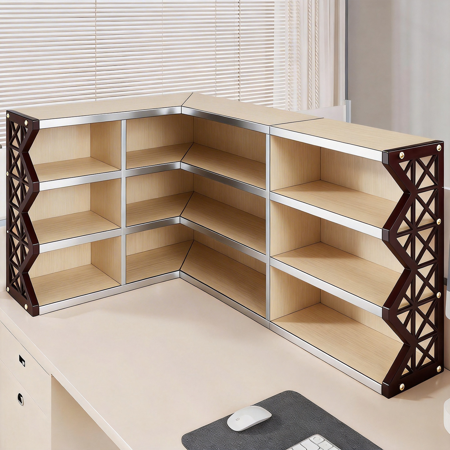 办公桌转角置物架工位收纳神器亚克力杯架台面多层整理架储物书架