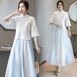 中国风汉服套装改良旗袍2025新款夏季杭州四季青女装雪纺连衣裙