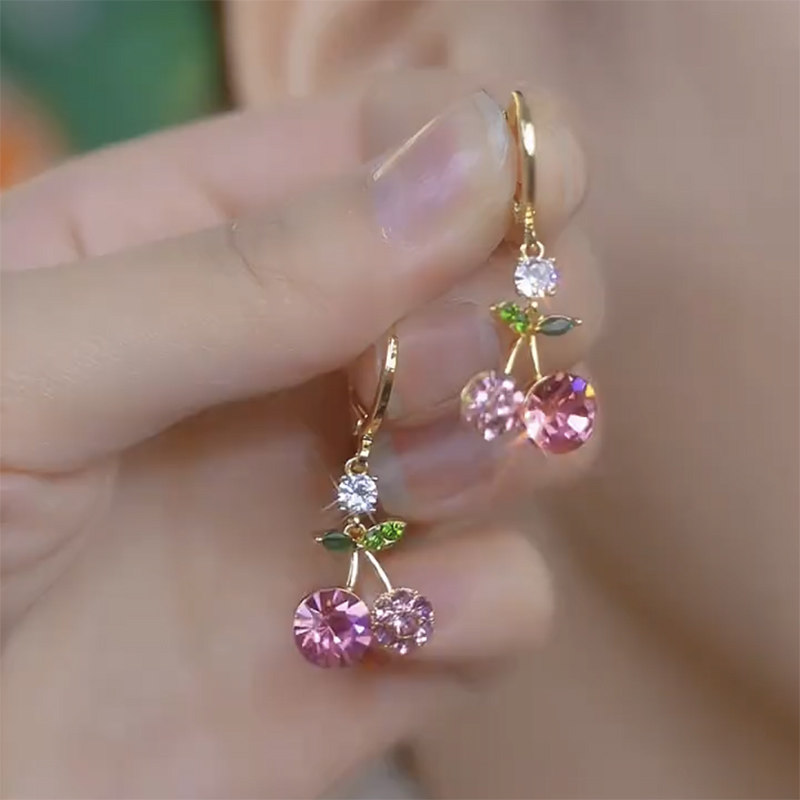 2026新款粉色樱桃耳环甜美小清新少女耳饰高级感时尚精致简约耳坠,饰品/流行首饰/时尚饰品新,耳环,淘宝优惠券,粉丝福利购,淘宝优惠卷