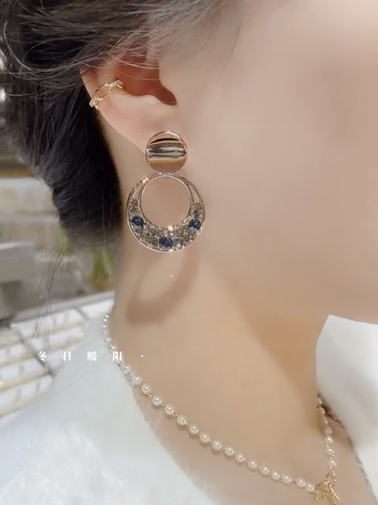 银针防过敏满钻超闪圆型耳饰耳环