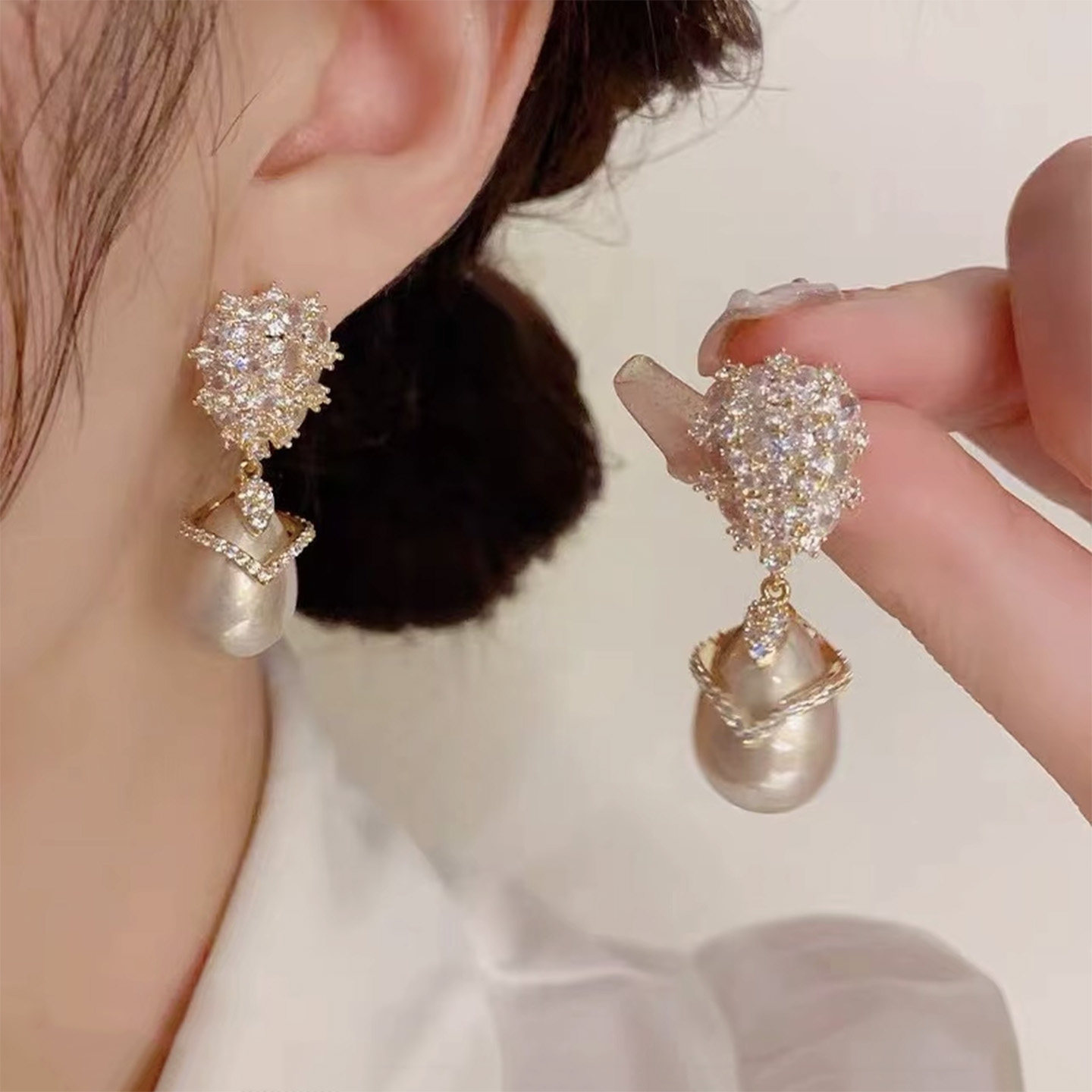 姿茉日韩铜合金女不过敏耳环