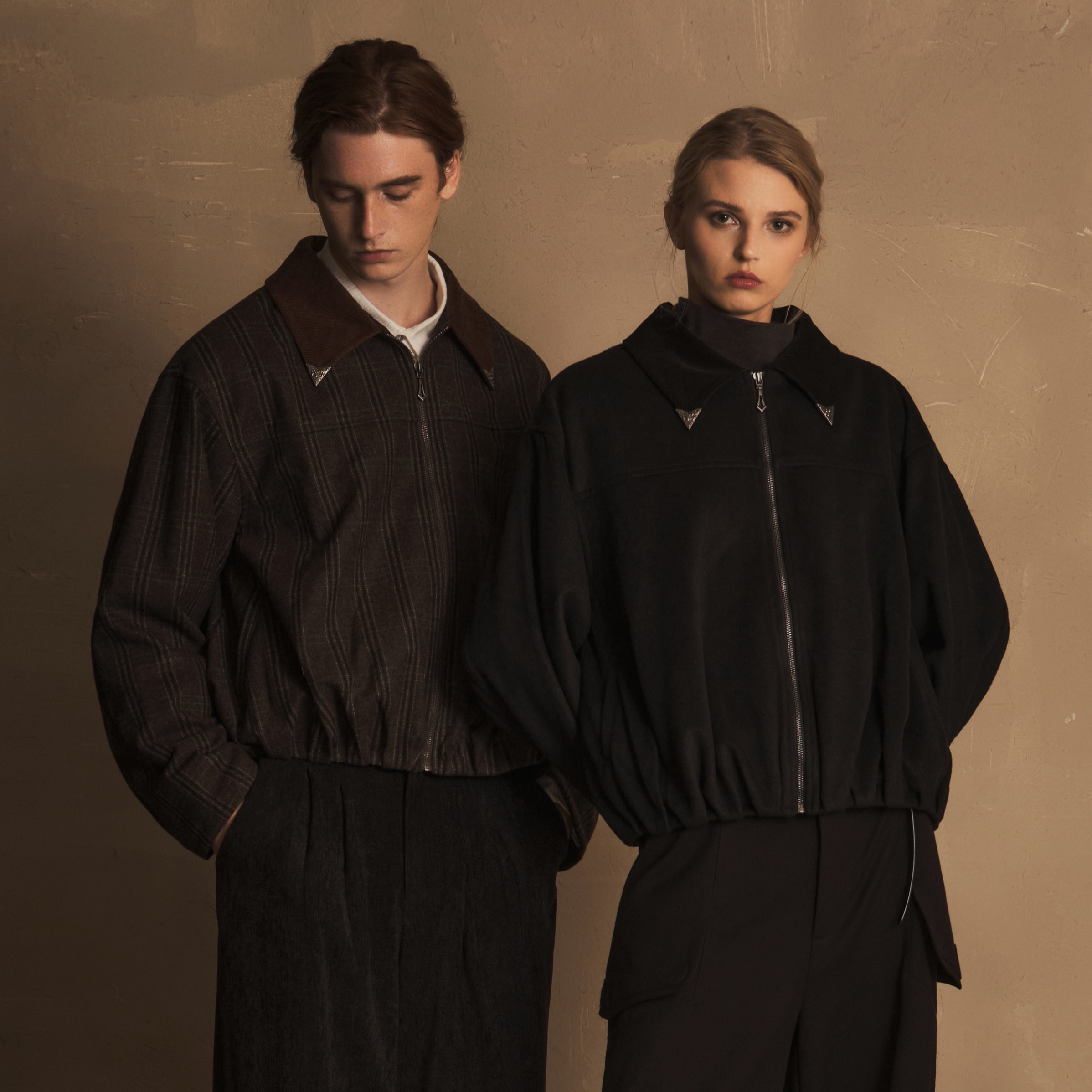 TAM TUAS【调音师】意大利进口雕花领夹灯芯绒羊毛风琴褶夹克外套