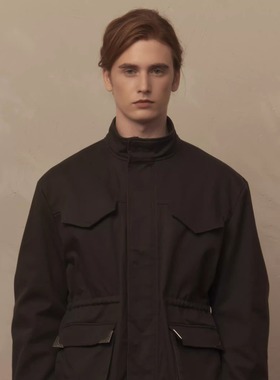 TAM TUAS【高加索】重磅丝棉四口袋雕花宫廷狩猎谷仓短款派克大衣