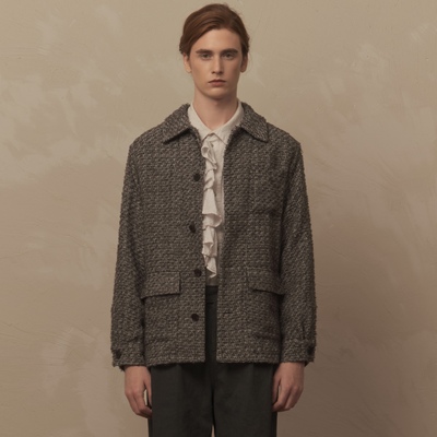 TAM TUAS【干邑】意大利初剪羊毛羊绒粗花呢老钱静奢感猎装夹克