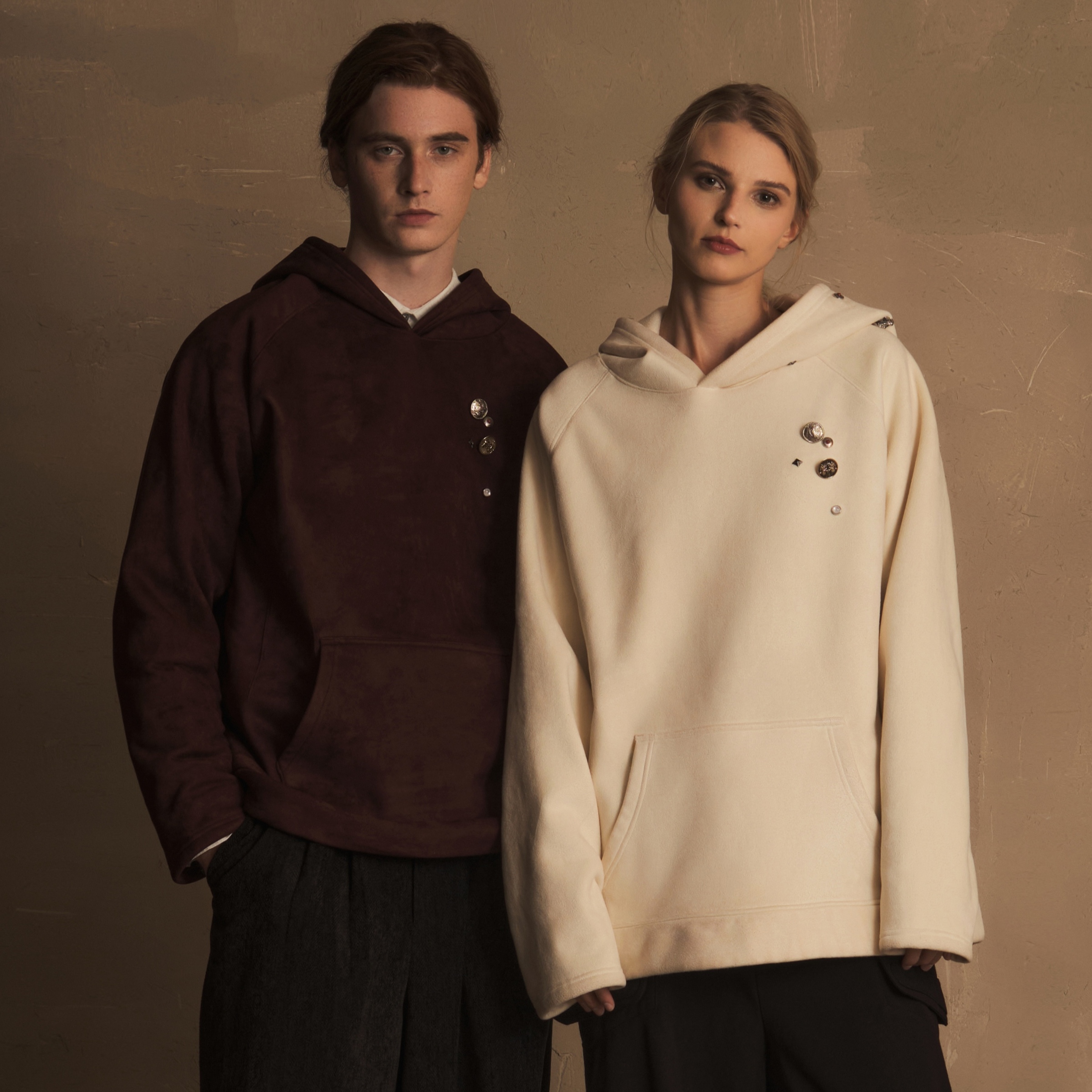 TAM TUAS【猎户座/Orion】麂皮星辰纽扣摇粒绒底宽松套头卫衣