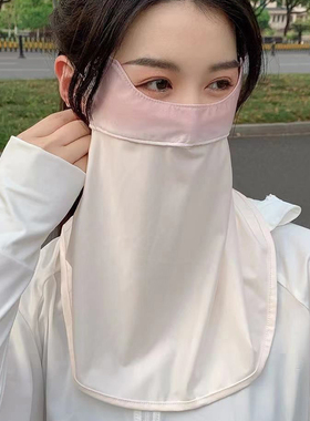 冰丝口罩女夏季护颈护眼角防晒面纱女士围脖套电动车面罩薄款遮阳