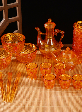 家用供佛酒壶酒杯琉璃金佛杯圣水杯招财进宝佛具用品大全供具全套