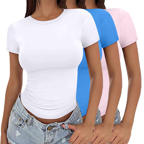summer women's pullover t-shirt slim fit top girls' shirt
