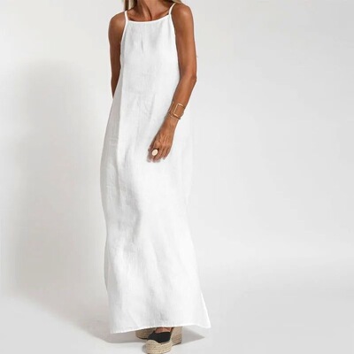 women's Fashion  casual cotton  linen camisole dress