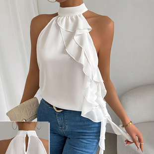 New Spring/Summer Women's Hanging Neck Sleeve Tank Top shirt