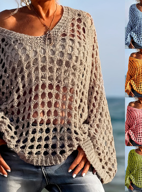 Sexy Sunscreen Shirt Vacation Knitted Shirt Women's Spring/