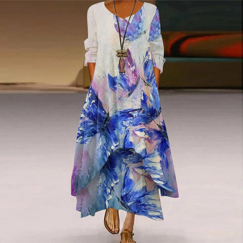 Popular long sleeved dress, women's long skirt, mid waist