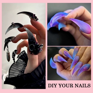 热销美甲龙爪甲片光疗延长胶水晶甲模九阴白骨掌尖甲穿戴甲水晶甲