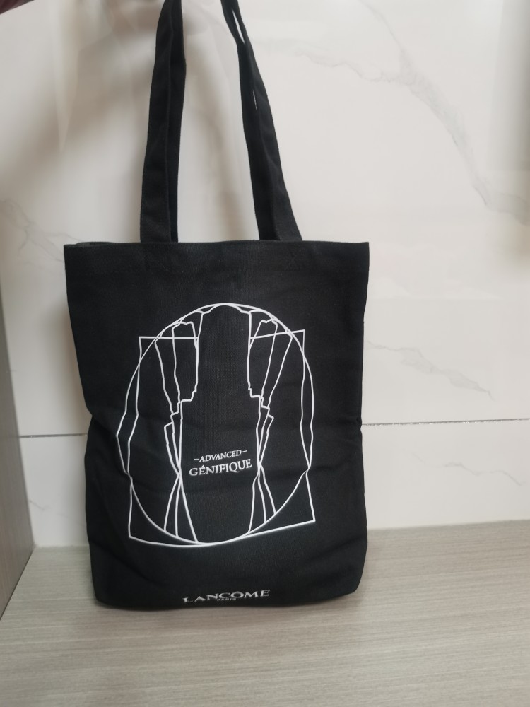 新款兰蔻黑色厚实文艺帆布袋 小清新单肩包