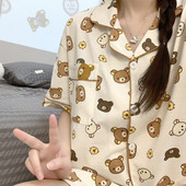 纯棉短袖 家居服套装 短裤 夏季 学生宽松大码 可爱轻松熊睡衣女春夏季