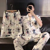 短裤 冰丝短袖 薄款 卡通男士 日系睡衣男款 夏天可外穿家居服套装 夏季