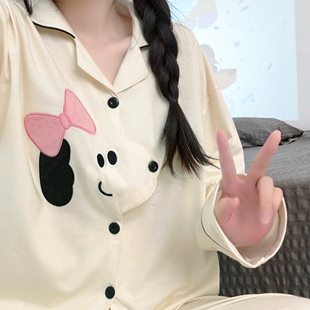 卡通小狗纯棉睡衣女款春秋季天2026新款长袖长裤可外穿家居服套装