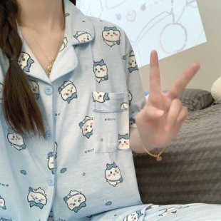 可爱卡通学生夏天家居服外穿套装 ins日系新款 短裤 短袖 睡衣女夏季