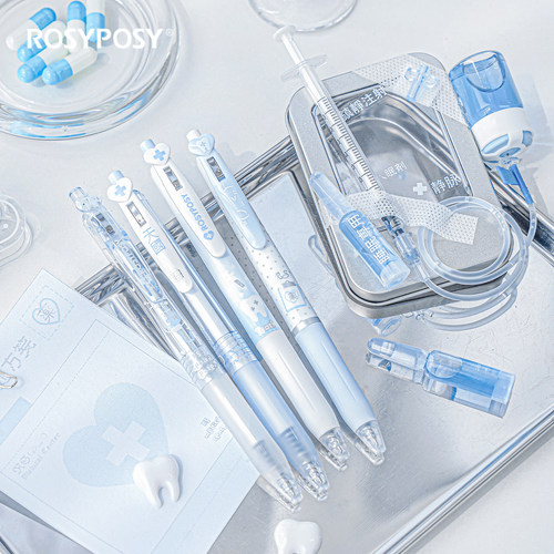 「天使の问诊！医疗系」ROSYPOSY柔设亚0.5中性笔学生黑按速