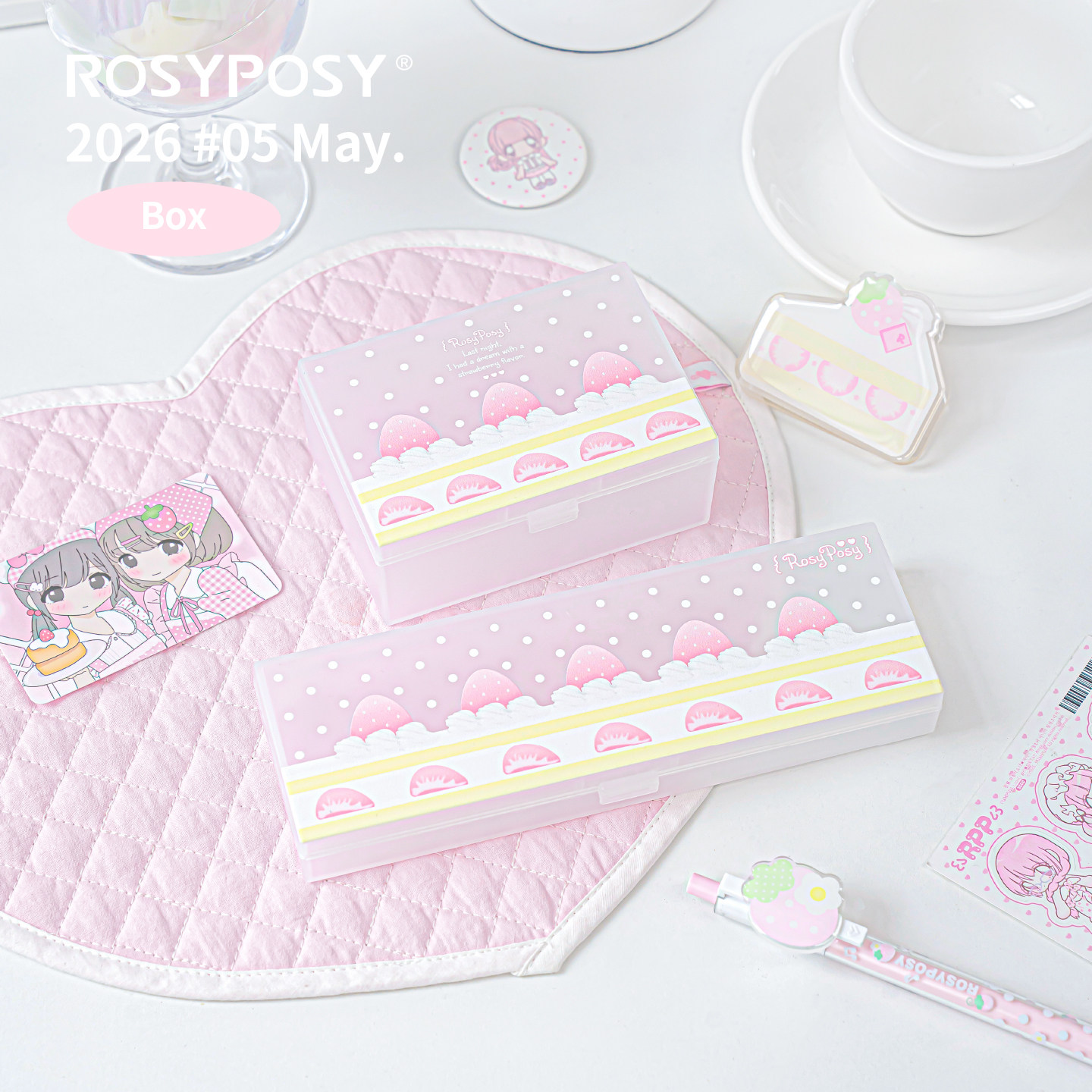 「美萌！草莓蛋糕切片」Rosyposy柔设收纳盒笔盒pp文具盒小卡手帐图片